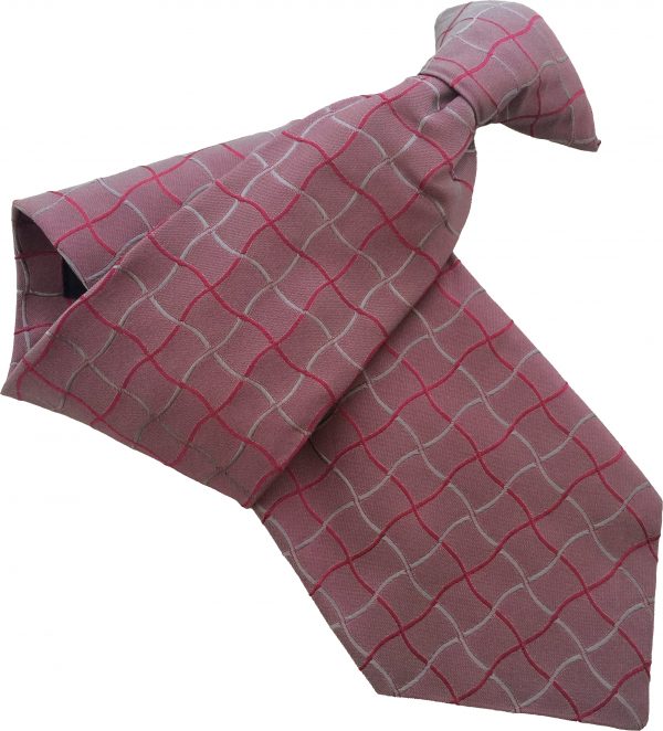 Pearlescent Pink Clip tie with Fuchsia and Grey Check