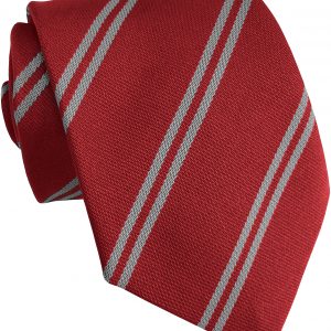 Red and Grey Double Stripe High School Tie School age 11-16 years