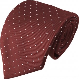 Burgundy Maroon Polka Dot Tie White Spots Mens Tie