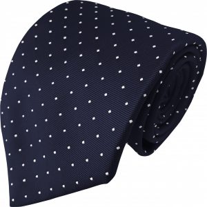 Navy Blue Polka Dot Tie White Spots Mens Tie