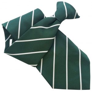 Bottle Green Clip On Tie with Narrow White Stripes Wide Spaced