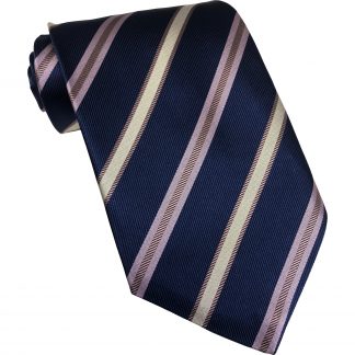 Double Stripe Silk Mens Tie Blue Lilac