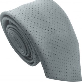 Men's Skinny Mini Polka Dot Spotted Neck Tie - Grey with Black Spots