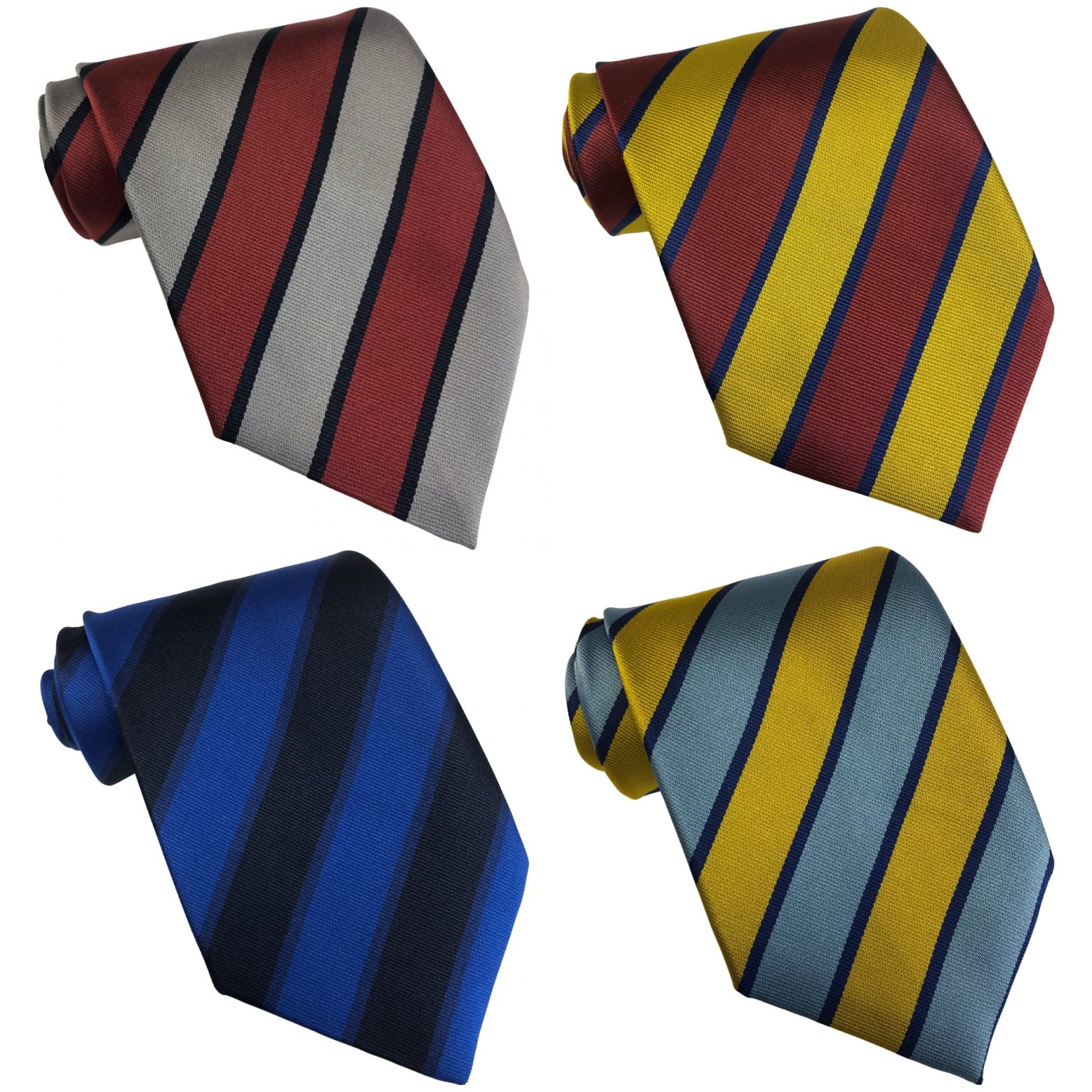 Wide Stripe Mens Tie Repp Crimson Gold Silver Royal Blue Sky Blue ...