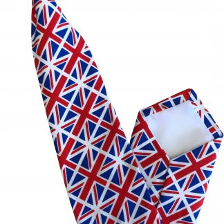 Kings Coronation Men's Union Jack Flag Clip On Tie with optional Pocket Square