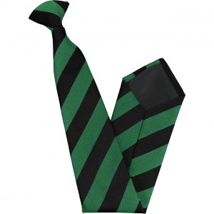Black and Green Block Stripe High School Clip On Tie age 11-16 years