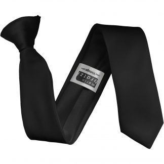 Black Italian Satin Skinny Clip On Tie