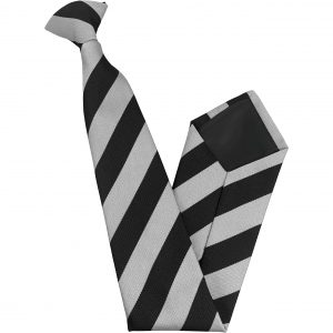 Black and White Block Stripe Junior School Clip On Tie