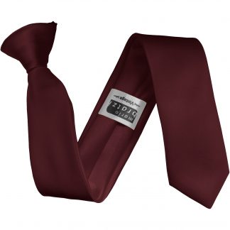 Burgundy Satin Skinny Clip On Tie