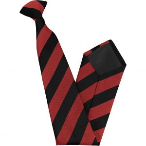 Black and Red Block Stripe High School Clip On Tie age 11-16 years