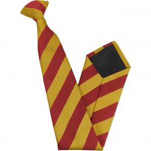 Red and Gold Block Stripe High School Clip On Tie age 11-16 years