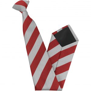 Red and White Block Stripe High School Clip On Tie age 11-16 years