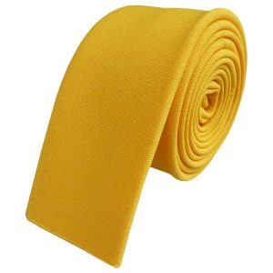 Yellow Square Tip Matt Skinny Tie