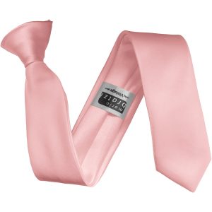 Baby Pink satin Skinny Clip On Tie