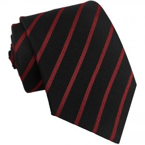 Black and Red Single Stripe School Ties and Clip On Ties – All Ages