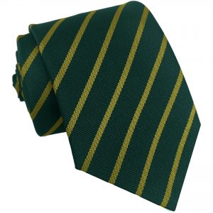 Bottle Green and Gold Single Stripe School Ties and Clip On Ties – All Ages