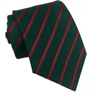Bottle Green and Red Single Stripe High School Tie age 11-16