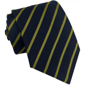 Navy Blue and Gold Single Stripe School Ties and Clip On Ties – All Ages