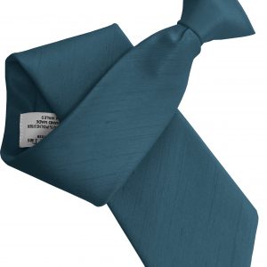Teal Clip On Tie Poly Dupioni Mens Optional Hanky