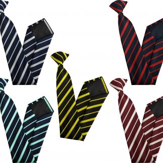 Mens Clip On Tie with Raised Satin Stripes