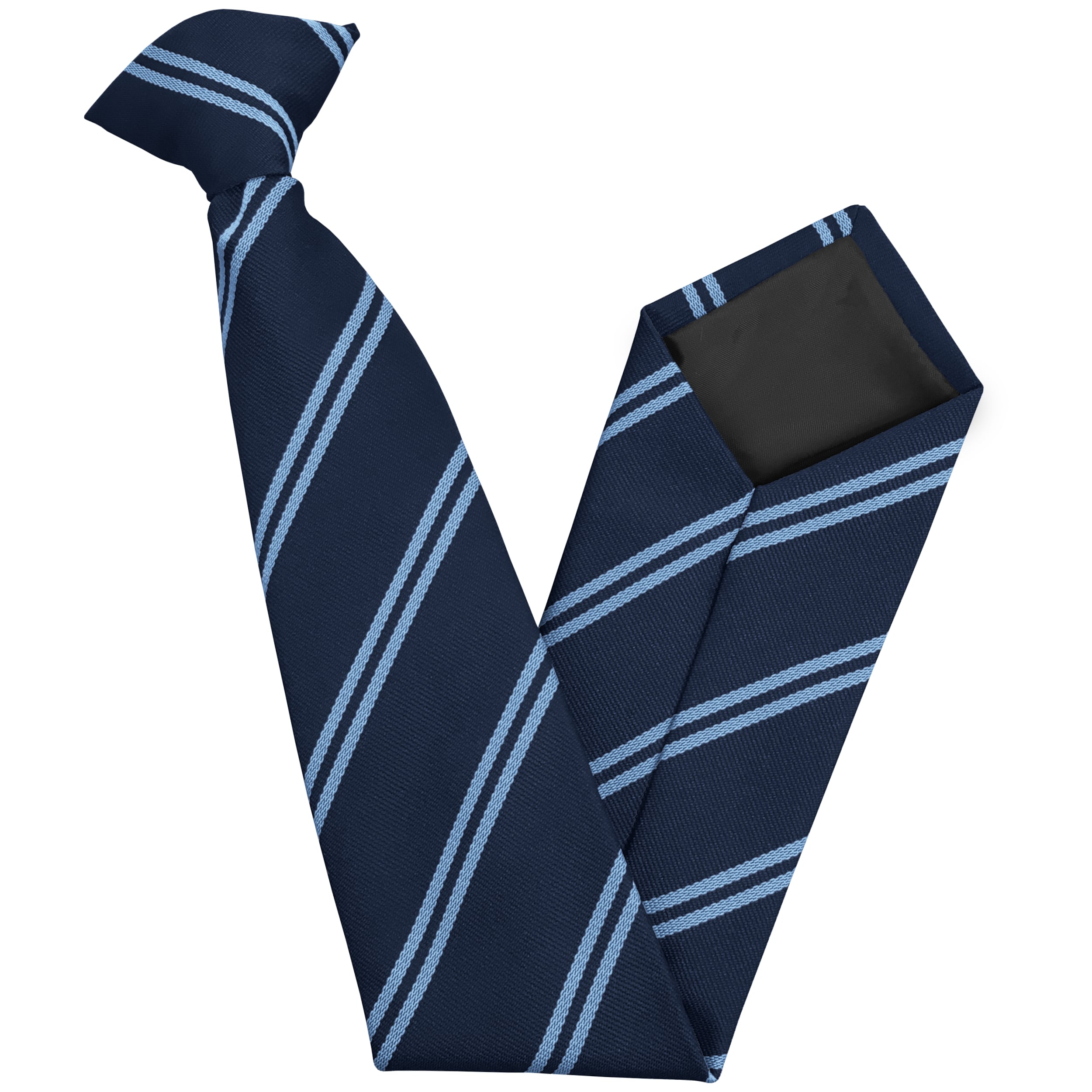 Navy and Sky Blue Double Stripe School Ties and Clip On Ties – All Ages ...