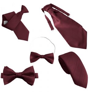 Dark Wine Dupion Tie, Clip On, Bow Ties and Cravats Formal Wedding