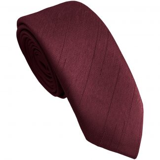 Dark Wine Wedding Skinny Tie Shantung Dupioni Optional Hanky