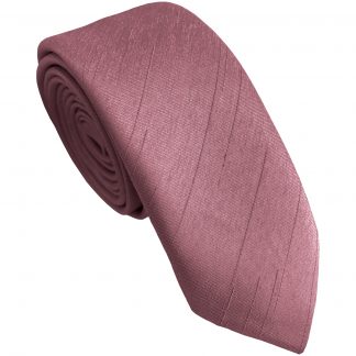 Dusty Pink Wedding Skinny Tie Shantung Dupioni Optional Hanky