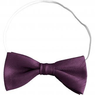 Prune Purple Elastic Bow Tie Toddler Size Shantung Dupioni