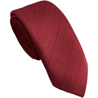 Ruby Red Wedding Skinny Tie Shantung Dupioni Optional Hanky