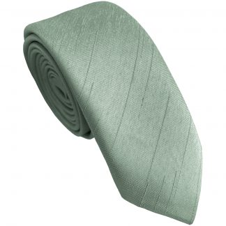 Sage Green Wedding Skinny Tie Shantung Dupioni Optional Hanky