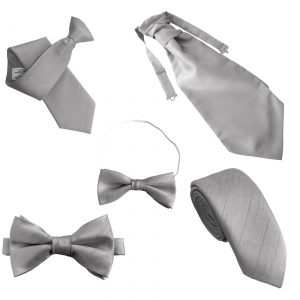 Gun Metal Dupion Tie, Clip On, Bow Ties and Cravats Formal Wedding