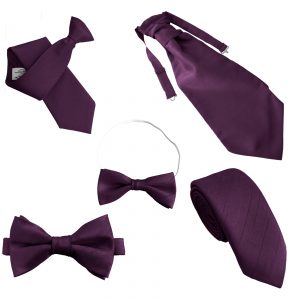Prune Purple Dupion Tie, Clip On, Bow Ties and Cravats Formal Wedding