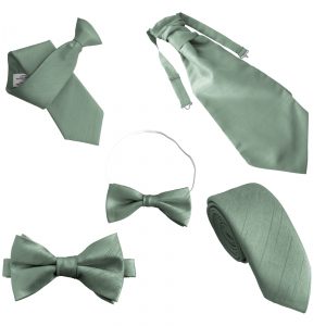 Sage Green Dupion Tie, Clip On, Bow Ties and Cravats Formal Wedding