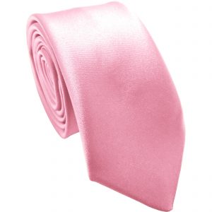 Baby Pink Satin Skinny Tie