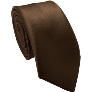 Brown Satin Skinny Tie