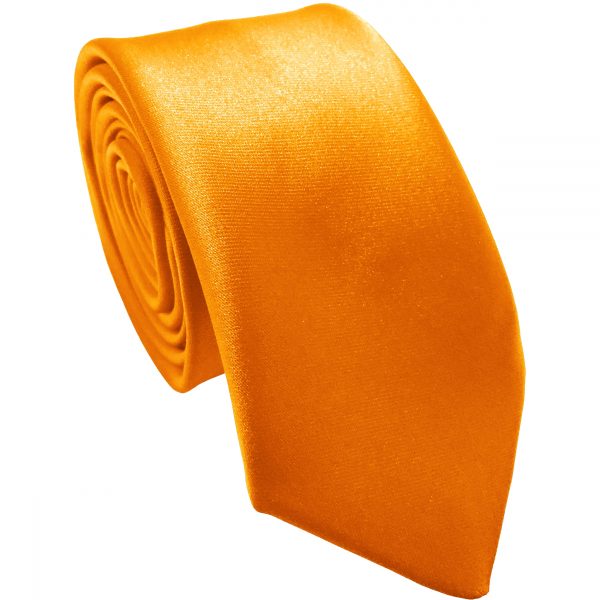 Orange Satin Skinny Tie
