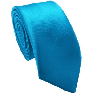 Turquoise Satin Skinny Tie