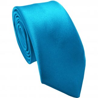 Turquoise Satin Skinny Tie