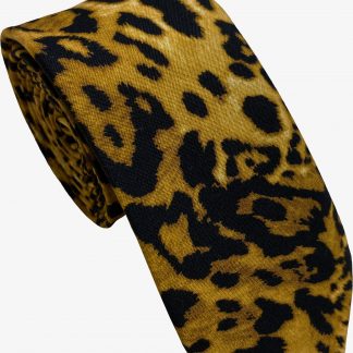 Leopard Print Skinny Tie - 100% Cotton