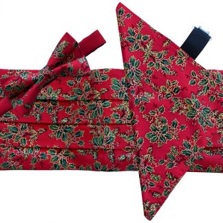 Red Christmas Cummerbunds, Bows and Pocket Squares 100% Cotton