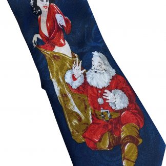 Mens Navy Blue Santa Christmas Vintage Neck Tie