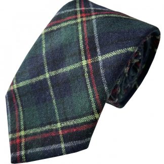 Mens Tartan Plaid Tie Green Navy Red Pure Wool