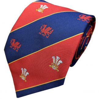 Welsh Feathers and Dragons Tie Red and Navy Blue