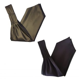 Ascot Day Cravat Fine Check with Corner Detail worn under open collar shirt