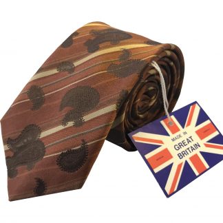 Brown with Black Paisley and Gold Stripe Silk Skinny Tie Retro 6.5cm (2.5 inch) wide