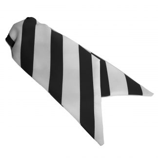 Black and White Striped Ladies Clip On Cravat Uniform