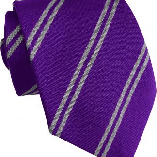 Purple and Grey Double Stripe School Ties and Clip On Ties – All Ages