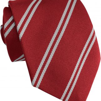 Red and White (Silver) Double Stripe School Ties and Clip On Ties – All Ages