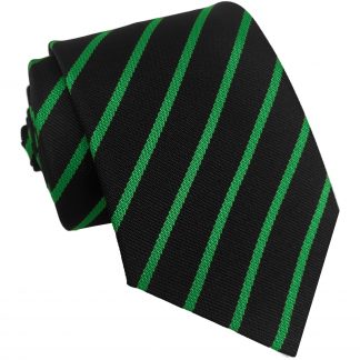 Black and Green Single Stripe School Ties and Clip On Ties – All Ages
